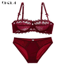 Load image into Gallery viewer, Sexy Underwear Set Lace Bra 1/2 Cup Brassiere Plus Size