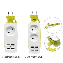 Load image into Gallery viewer, Plug Power Strip Socket Splitter Wall Multiple Socket Portable 4 USB Port HUB for Mobile Phone Tablet 1200W 250V,1.5m Cable