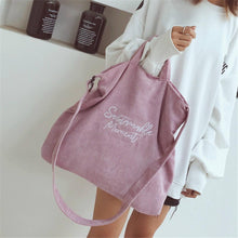 Load image into Gallery viewer, Women Corduroy Canvas Tote Ladies Casual Shoulder Bag Foldable Reusable Shopping Bags Beach Bag Female Cotton