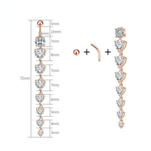 Load image into Gallery viewer, 7 Heart Crystals Long Dangled Belly Button Rings Surgical Steel Cute Navel Piercing Nombril 14g Cuved Bar Body Piercings Jewelry