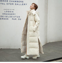 Load image into Gallery viewer, Women's X-long Hooded Winter Down Parka Ladies Warm Slim Split Jacket Coat Female