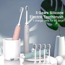 Load image into Gallery viewer, Powerful Sonic Electric Toothbrush Soft Toothbrush Cleaning Tongue Teeth IPX7 Waterproof 35000time/min USB Charging