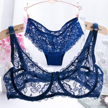 Load image into Gallery viewer, Intimates Hollow Out Lace Bra Briefs Women Ultra-thin Underwear Bra and Panties Set Sexy Lingerie