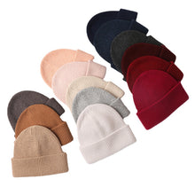 Load image into Gallery viewer, Wool Brimless off-the-Face-Hat Women's Knitted Fashionable Warm Korean-Style Bag Cap Wool Autumn and Winter