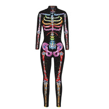 Load image into Gallery viewer, Halloween Skeleton Catsuits Long Sleeves Slim Bodywear Carnival Cosplay One-piece Costumes Cropped Pants