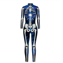 Load image into Gallery viewer, Halloween Skeleton Print Catsuits Long Sleeves Slim Bodywear Carnival Cosplay Costumes Cropped Pants