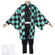 Load image into Gallery viewer, adult and kids Demon Slayer Cosplay Tanjirou Kamado Cosplay Costume Kimetsu no Yaiba Men Kimono Costume wigs earrings Halloween