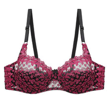 Load image into Gallery viewer, Women Lace Embroidery Sexy Transparent Women Underwear Bra Plus Size Brassiere Bralette Color Patchwork Bra