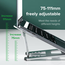 Load image into Gallery viewer, 5-Gear Foldable Laptop Stand Aluminum Alloy Portable Bracket with Desktop Lifting Function Non-Slip Rack Holder for 11-15.6 inch Laptop