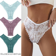 Load image into Gallery viewer, Lace Thongs 3Pcs/set Women Sexy G-string Underpants S-XL Lace Underwear Ladies Floral Panties Female Lingerie