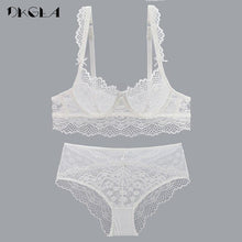 Load image into Gallery viewer, Women Hollow Out Lace Bra Set Sexy Brassiere Ultrathin Underwear Plus Size