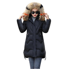 Load image into Gallery viewer, Winter Down Cotton Coat Women Hooded Fur Collar Medium Long Slim Thick Large Size Jacket