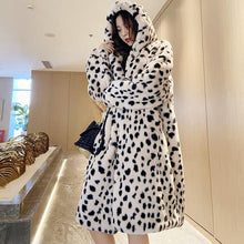 Load image into Gallery viewer, Luxury Fashion Leopard Long Jackets Women 2021 Winter Thick Warm Outerwear Large Size Faux Fur Coat