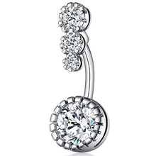 Load image into Gallery viewer, 4 Crystal CZs Dangling Navel Belly Button Rings 316L Surgical Steel Navel Rings Women Body Jewelry