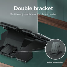 Load image into Gallery viewer, 9-Gear Adjustable Portable Folding Laptop Stand with Mobile Phone Stand Non-Slip Rack Holder for 11-17 inch Laptop