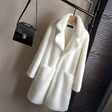 Load image into Gallery viewer, Fashionable Plus Size Thick Fur Coat Imitation Mink Fur Slim Mid-length Coat