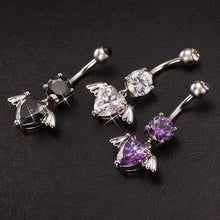 Load image into Gallery viewer, Lady Exquisite Rhinestone Cupid Dangle Belly Button Ring Heart Body Piercing