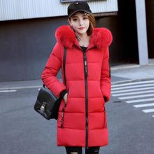 Load image into Gallery viewer, 2023 Winter Women's Cotton-padded Jacket Mid-length Large Fur Collar Plus Fleece Down Padded Jacket Padded Coat