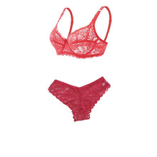 Load image into Gallery viewer, Sexy Women Push Up Underwire Lace Bra Set Ultra Thin Sheer Underwear Bikini Bra Panty Set Comfortable Sleep Underwear
