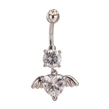 Load image into Gallery viewer, Lady Exquisite Rhinestone Cupid Dangle Belly Button Ring Heart Body Piercing