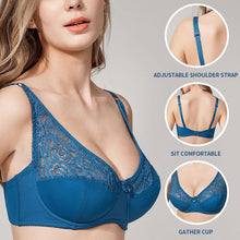 Load image into Gallery viewer, Queenral Sexy Bra Lace Adjustable Bra With Steel Rings Gathering Top Support Breathable Large Size Women's Underwear