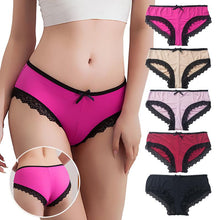 Load image into Gallery viewer, Women's Ice Silk Sexy Lace Panties Female Underwear Design Sense Low Waist Large Size Briefs Cotton Crotch