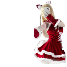 Load image into Gallery viewer, Wind Christmas Theme Party Women's Dress Cute Sweet Wind Belt Hairpin Christmas Battle Robe Stage Costume