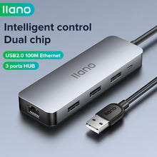 Load image into Gallery viewer, Ethernet Adapter USB 2.0 100Mbps Ethernet with 3 Ports HUB Converter 5 in 1 Ethernet HUB Splitter Portable Extension Data Hub Support PS4 PS5 Switch