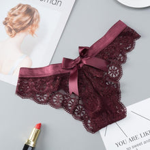 Load image into Gallery viewer, Lady Amazing Lingerie Lace G String Underwear Female T-back Sexy Fashion Thong Ladies Back Bow Transparent Panties