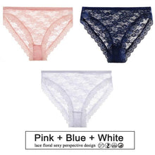 Load image into Gallery viewer, 3PCS/Set Perspective Panties Sexy Women Underwear Floral Lace Panties Female Lingerie Briefs for Woman Intimate Pantys Plus Size