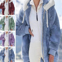 Load image into Gallery viewer, Women Warm Coat Zipper Overcoat Long Sleeve Solid Fluffy Fake Fur Outwear Thick Winter Casual