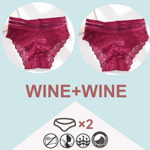 Load image into Gallery viewer, 2PCS/Set High Waist Women Panties Sexy Lace Underwear Woman Lace Pantys Mesh Floral Lingerie Female Seamless Briefs M-XL