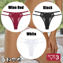 Load image into Gallery viewer, 3PCS/Set Sexy Lace Panties for Women Perspective Hollow Out Thong G-String Female Breathable Underwear Solid Color Soft Lingerie