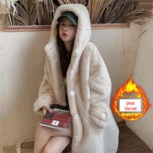 Load image into Gallery viewer, Faux Fur Coat Women Casual Korean Hoodies Furry Thick Bat Sleeved Warm Long Faux Rabbit Fur Jacket Loose Winter Coat Outwears