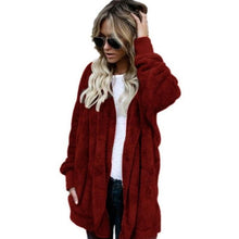 Load image into Gallery viewer, Ladies Fashion Hooded Coat Female Loose Fur Cardigan Coat Women Faux Fur Coat Autumn Winter Warm Jacket Outwear Long Coat