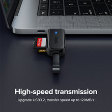 Load image into Gallery viewer, llano USB 3.2 Card Reader 2 in 1 SD TF Smart Card Reader 5Gbps with leather lanyard (Max 1024GB can read)