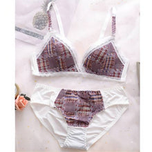 Load image into Gallery viewer, Women's Lace Bra Set No Steel Ring Underwear Bra Small Breasts Gather Traceless Plaid Bra