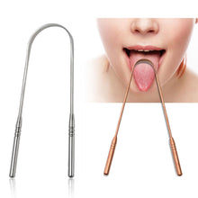 Load image into Gallery viewer, Stainless Steel Oral Cleaner Brush Tongue Scraper Fresh Breath Cleaning Coated Tongue Toothbrush Oral Hygiene Care Tools
