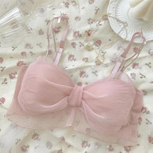 Load image into Gallery viewer, Lolita Women Bra Girls Folds Bow Tie Lovely Underwear Comfortable Sweet Cute Bralette Wireless Lingerie
