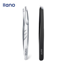 Load image into Gallery viewer, Llano 2Pcs Eyebrow Tweezer Hairs Puller Stainless Steel Eye Brow Clips Eyelash Removal Makeup Tools Sliver&black