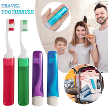 Load image into Gallery viewer, Travel Toothbrush Compact Folding Hygienic Pocket Holiday Camping Toothpaste