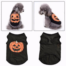 Load image into Gallery viewer, Dog Puppy Clothes XS S M L Cotton T-shirt Sleeveless Pumpkin Pattern Costumes Pet Halloween Apparel