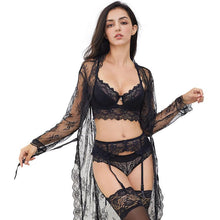 Load image into Gallery viewer, Varsbaby Sexy Robe+Bra+ Panties+ Stockings +Thong +Garter 6 Piece For Lady