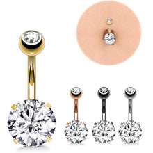Load image into Gallery viewer, 316L Surgical Steel Belly Button Ring Bar Crystal Rhinestone Body Piercing Navel Ring Belly Ring