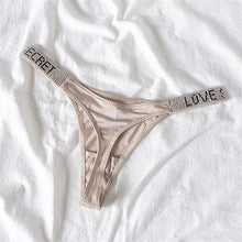 Load image into Gallery viewer, Sexy Women Pantie Crystal Rhinestone Underwear Thongs Low Rise Fitness Gym UnderwearPanties