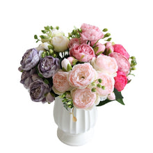 Load image into Gallery viewer, 1 Bundle Silk Peony Bouquet Home Decoration Wedding Party Scrapbook Fake Plants Diy Pompons Artificial Roses Flowers