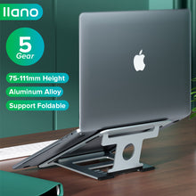 Load image into Gallery viewer, 5-Gear Foldable Laptop Stand Aluminum Alloy Portable Bracket with Desktop Lifting Function Non-Slip Rack Holder for 11-15.6 inch Laptop