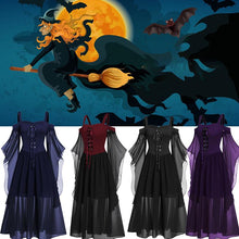 Load image into Gallery viewer, Halloween Dress Masquerade Gothic Victorian Maxi Dress Vintage Lace-up Dress Stylish Cosplay Ball Gown Halloween Costume Medieval Butterfly Sleeve