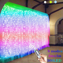 Load image into Gallery viewer, Curtain Fairy Lights String Light 8 Modes with Remote Control Christmas Party Wedding Light Decoration Lights USB Powered(3x1M/3x2M/3x3M))