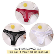 Load image into Gallery viewer, Sexy Lace Thongs Women 3Pcs/set Transparent G-string Panties Dots Lace T-back Underwear Fashion Female Underpants M-XL
